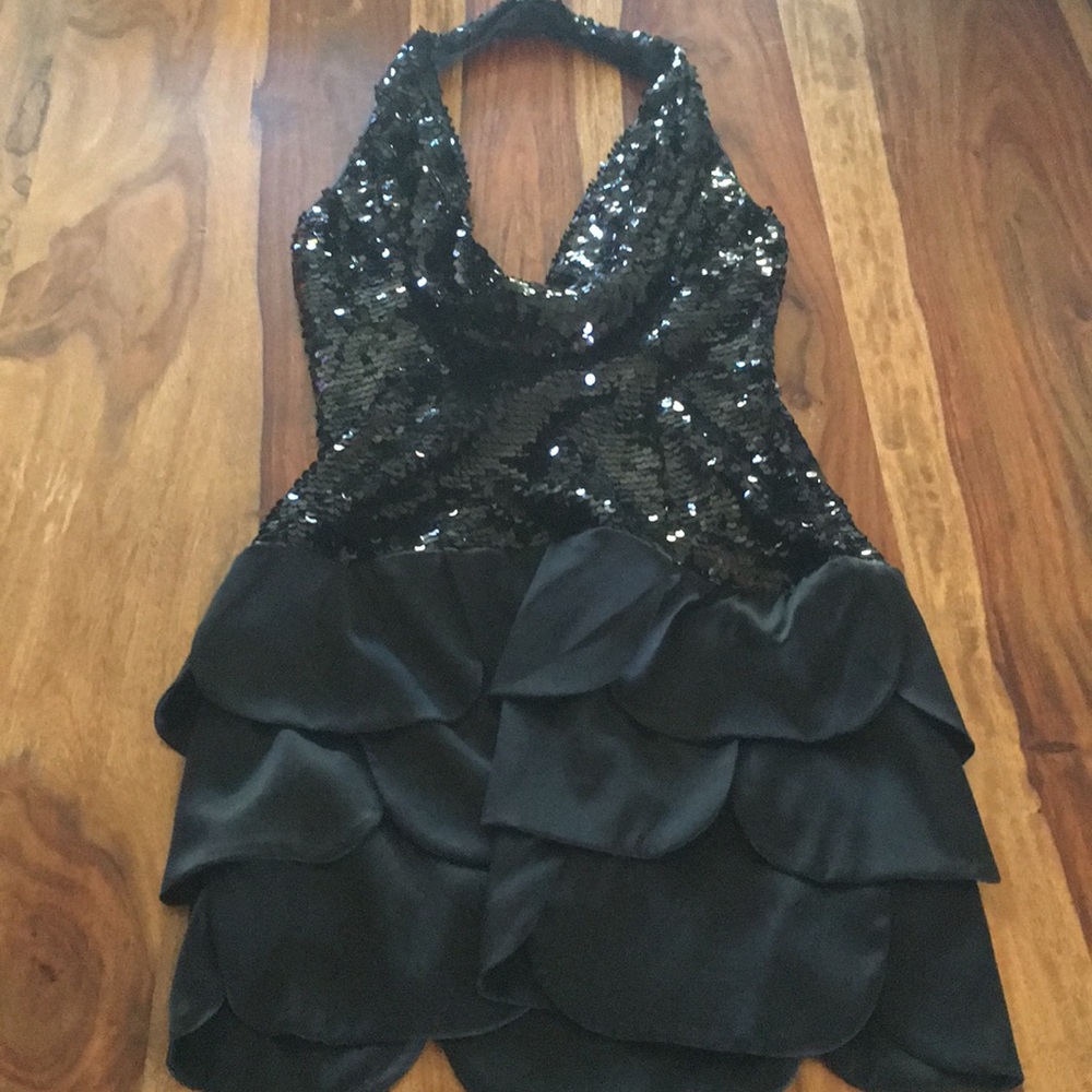 Black sequined halter mini dress or top!